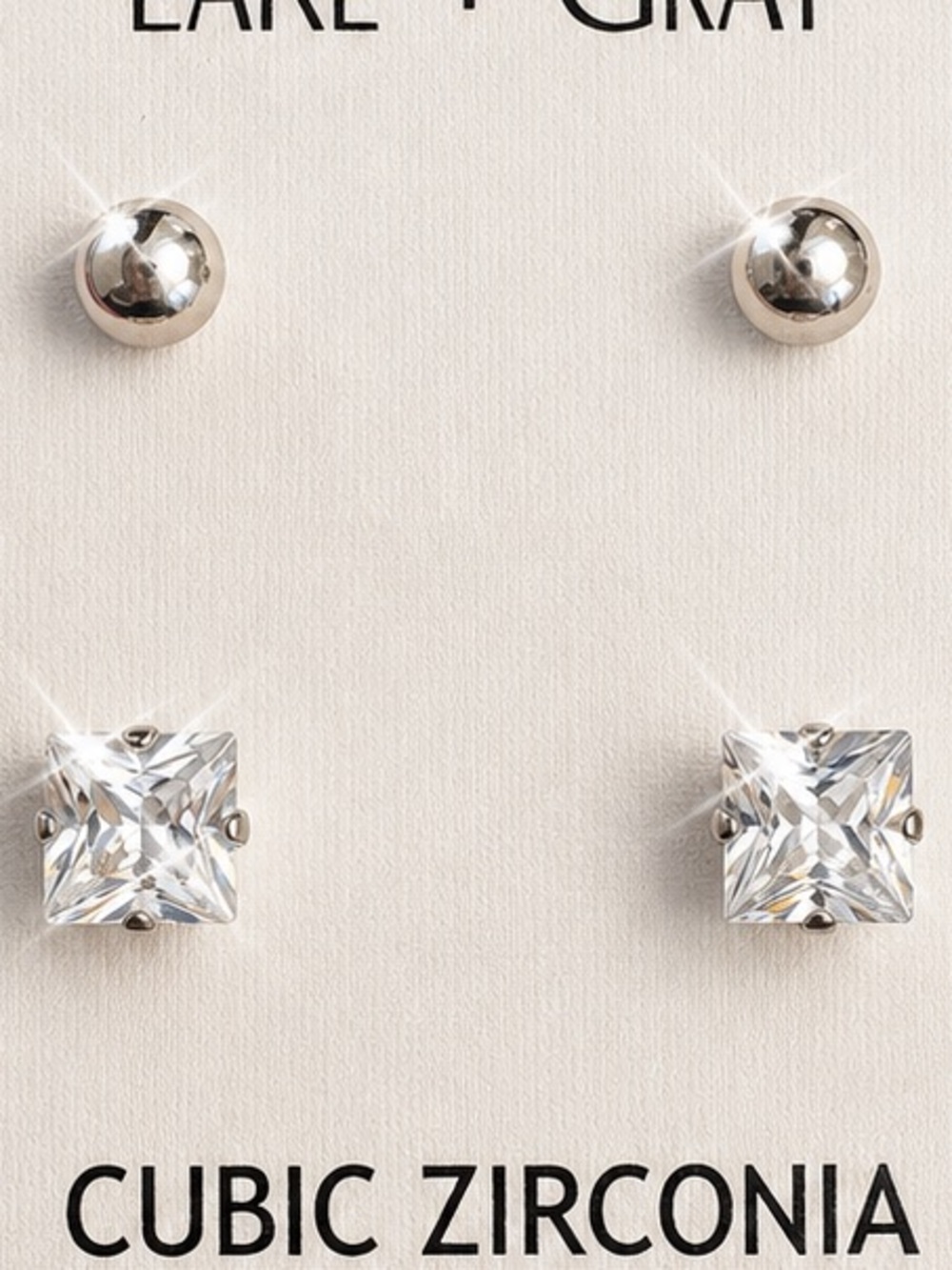 Sterling silver earring studs CZ set ball CZ princess cut 925